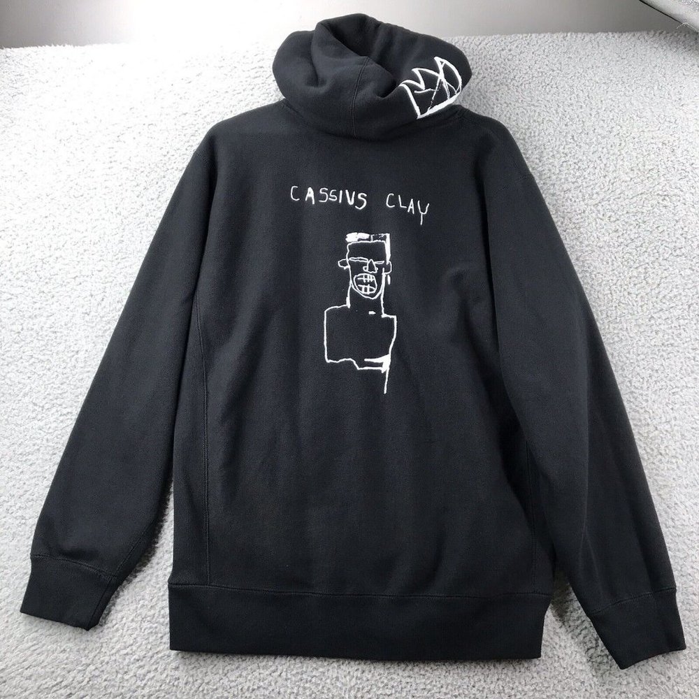 Rare! PELOTON x Jean Michel Basquiat Cassius Clay Men's LARGE Black Hoodie